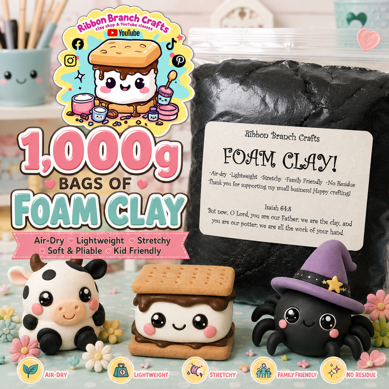 1,000g (2.2lbs) foam clay