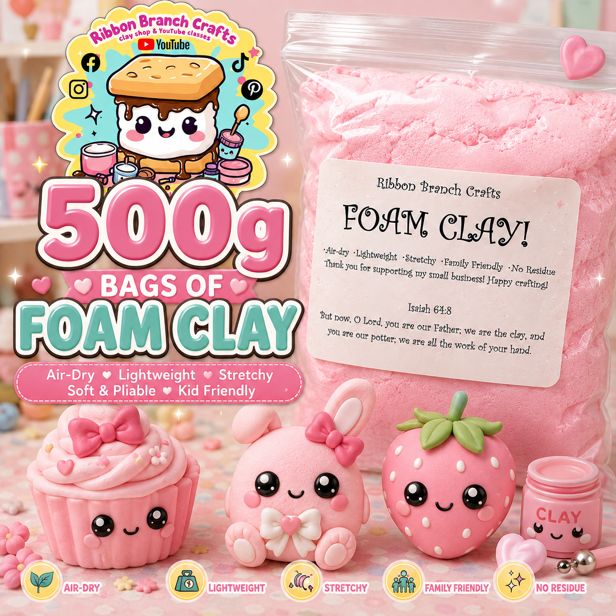 500g (1.1 lbs) foam clay