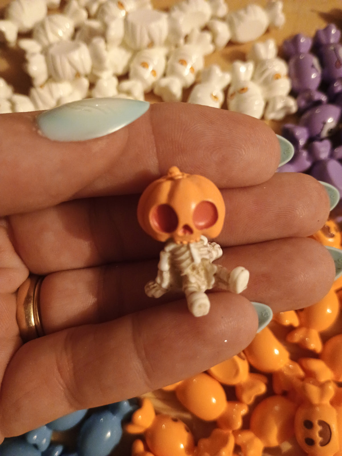 10pcs Halloween/Fall Cabochons - Skeleton & candies
