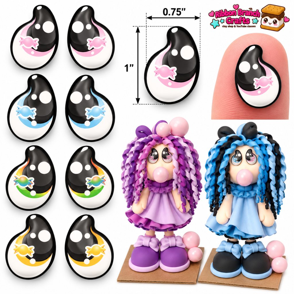 RBC#2 / ORIGINAL DESIGN / Resin eyes for clay / Ribbon Branch Crafts / air dry foam clay / porcelain clay / doll eyes / felt eyes
