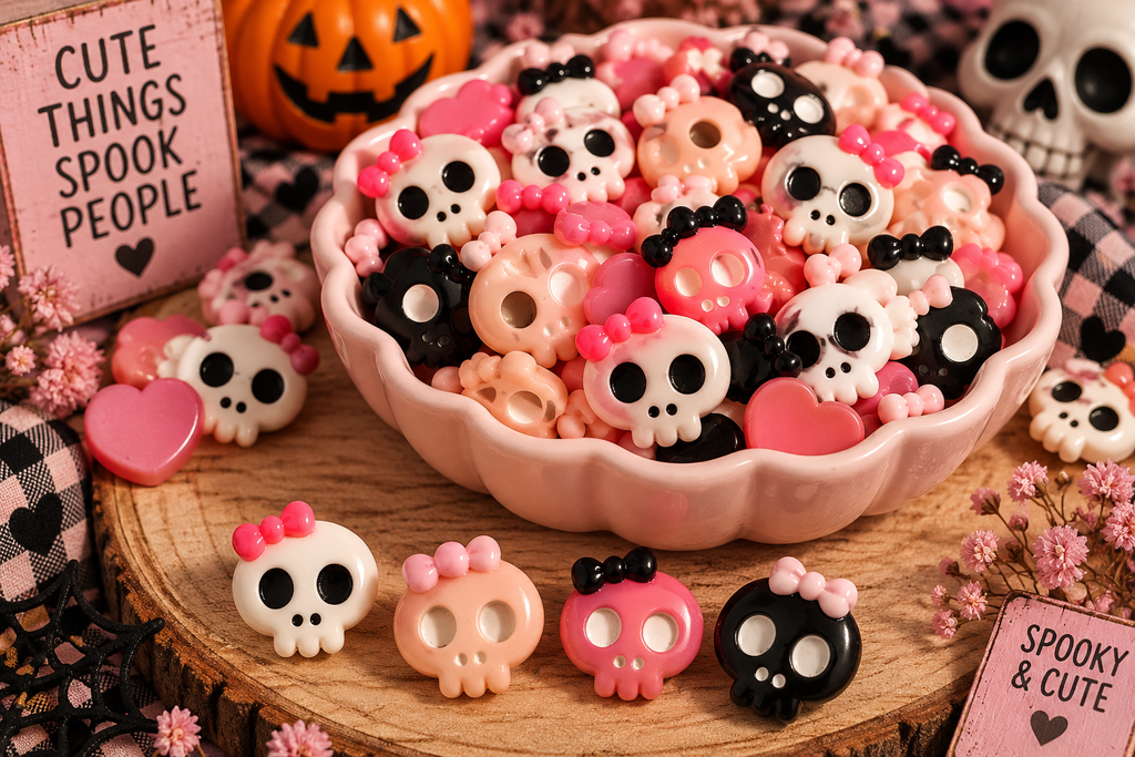 8pcs Halloween/Fall Cabochons - cute skulls