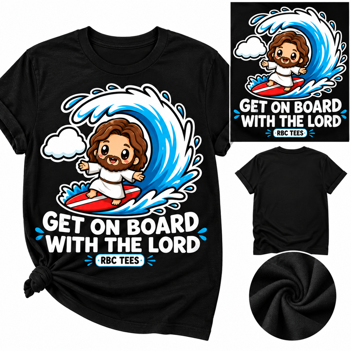 TeeDesign#4 - 100% Cotton T-Shirt, Get on Board with the Lord