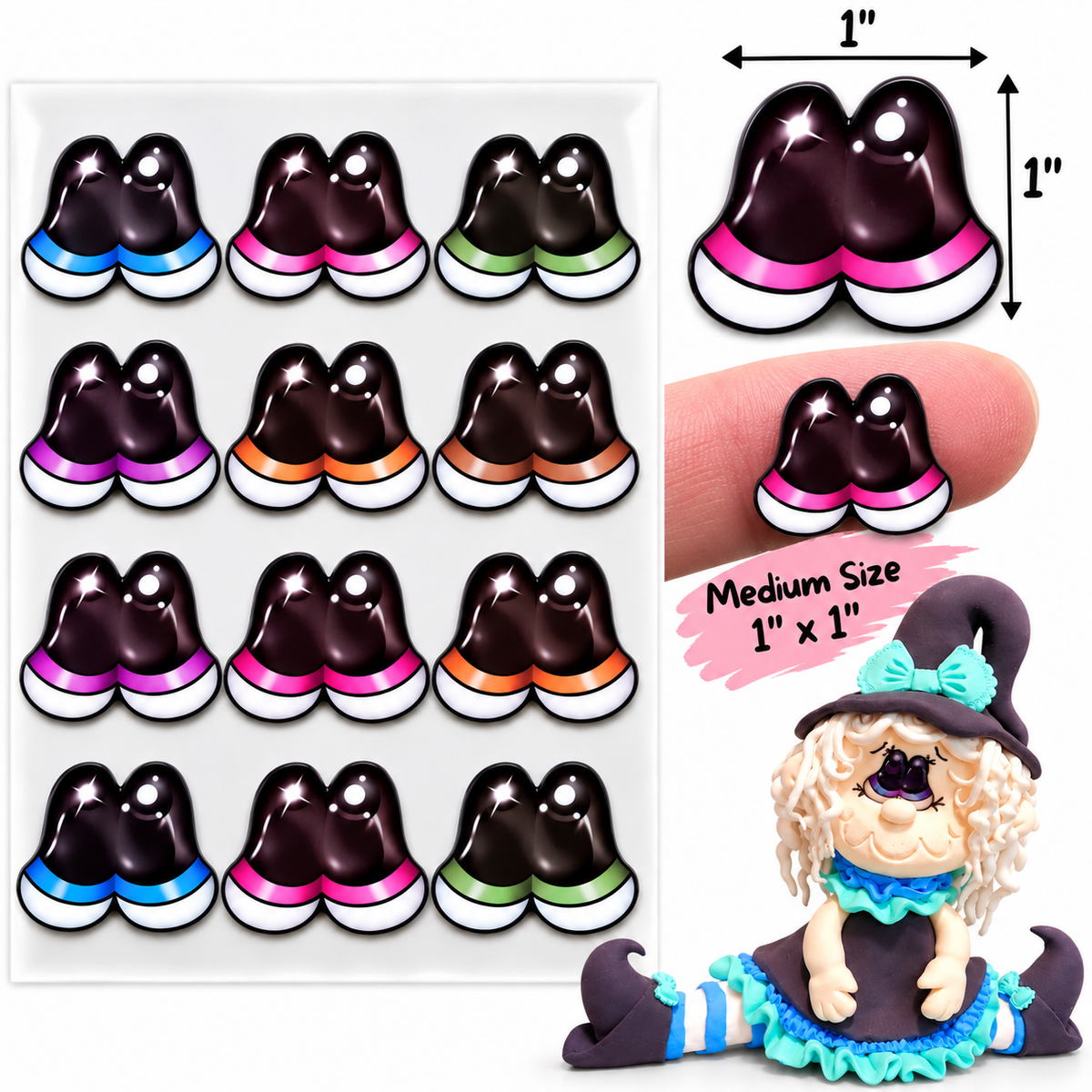 RBC#1 / ORIGINAL DESIGN / Resin eyes for clay / Ribbon Branch Crafts / air dry foam clay / porcelain clay / doll eyes / felt eyes