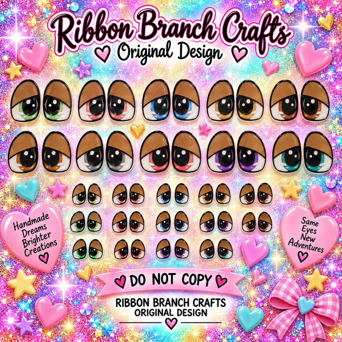 RBC#26 / ORIGINAL DESIGN / Resin eyes for clay / Ribbon Branch Crafts / air dry foam clay / porcelain clay / doll eyes / felt