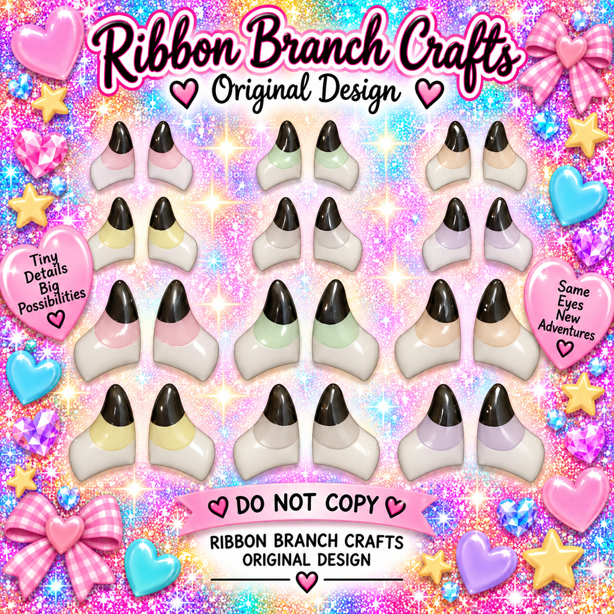 RBC#19 / ORIGINAL DESIGN / Resin eyes for clay / Ribbon Branch Crafts / air dry foam clay / porcelain clay / doll eyes