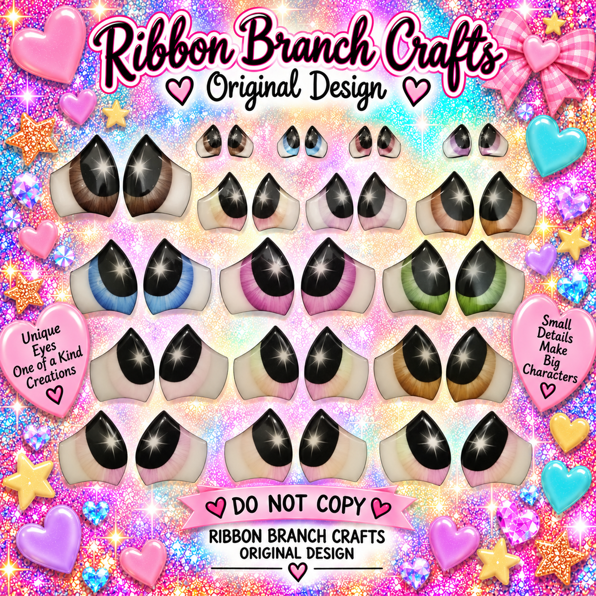 RBC#21 / ORIGINAL DESIGN / Resin eyes for clay / Ribbon Branch Crafts / air dry foam clay / porcelain clay / doll eyes /felt eyes