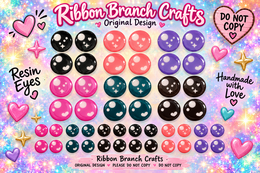 RBC #30 / ORIGINAL DESIGN / Resin eyes for clay / Ribbon Branch Crafts / air dry foam clay / porcelain clay / doll eyes / felt eyes/ kawaii