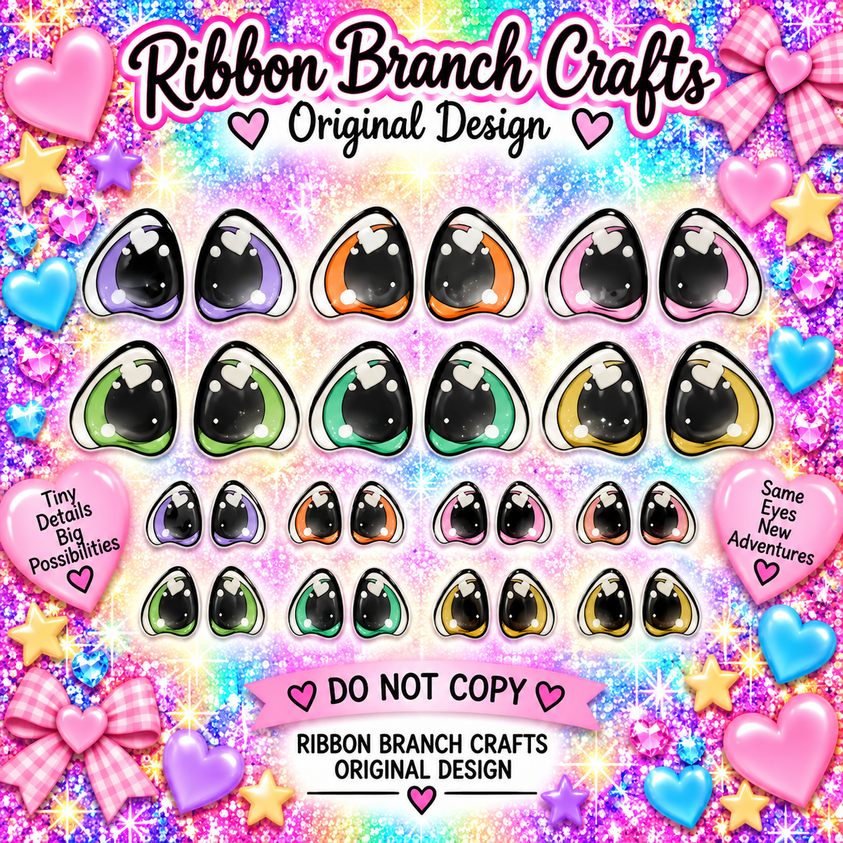 RBC#29 / ORIGINAL DESIGN / Resin eyes for clay / Ribbon Branch Crafts / air dry foam clay / porcelain clay / doll eyes / felt eyes
