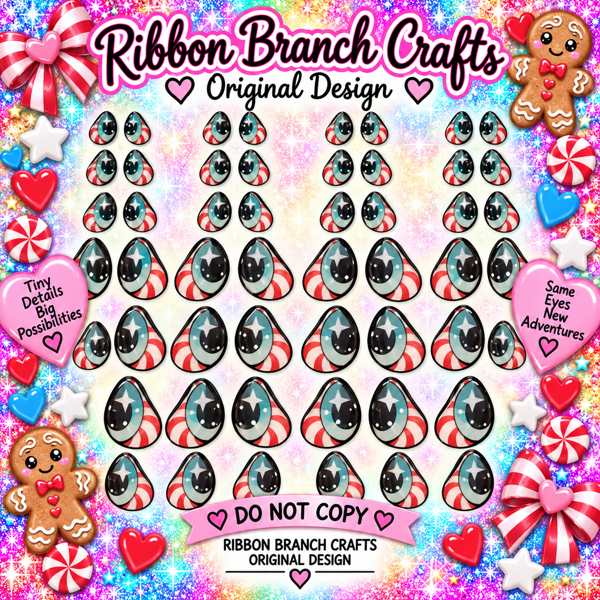 HOLIDAY #3 / ORIGINAL DESIGN/ Resin eyes for clay / Ribbon Branch Crafts / air dry foam clay / porcelain clay / doll eyes