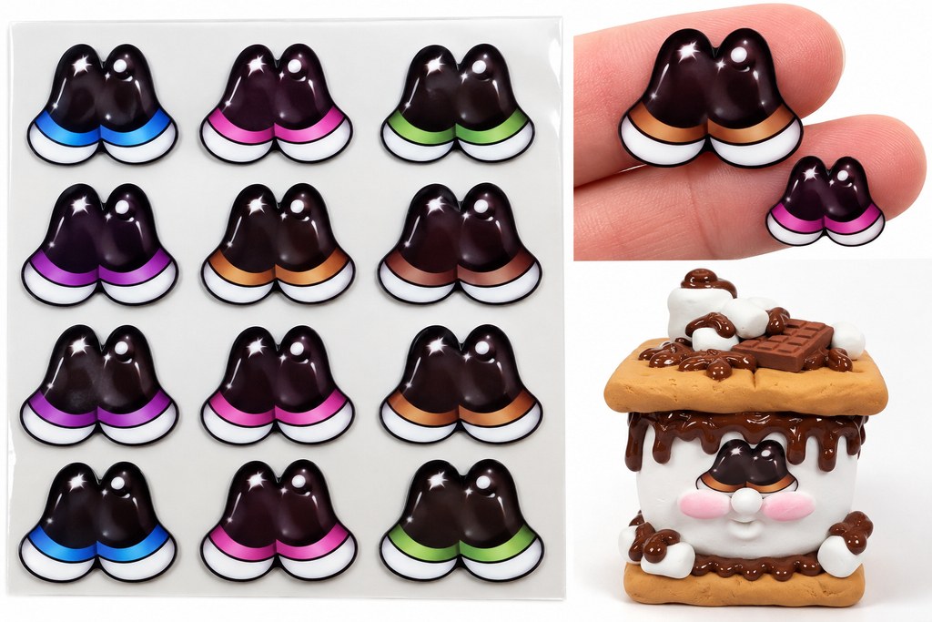 RBC#1 / ORIGINAL DESIGN / Resin eyes for clay / Ribbon Branch Crafts / air dry foam clay / porcelain clay / doll eyes / felt eyes
