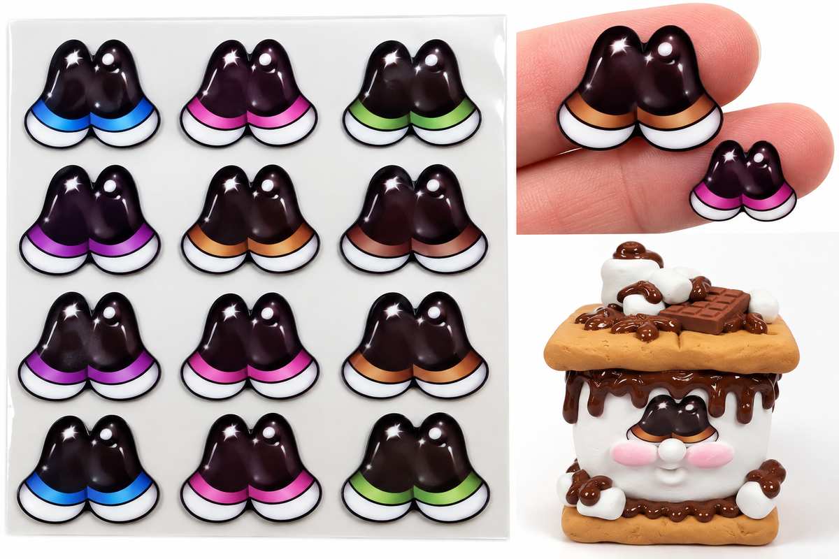 RBC#1 / ORIGINAL DESIGN / Resin eyes for clay / Ribbon Branch Crafts / air dry foam clay / porcelain clay / doll eyes / felt eyes