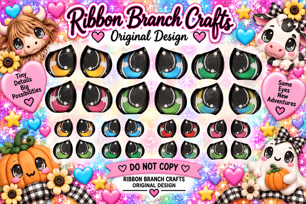 RBC#28 / ORIGINAL DESIGN / Resin eyes for clay / Ribbon Branch Crafts / air dry foam clay / porcelain clay / doll eyes / felt eyes