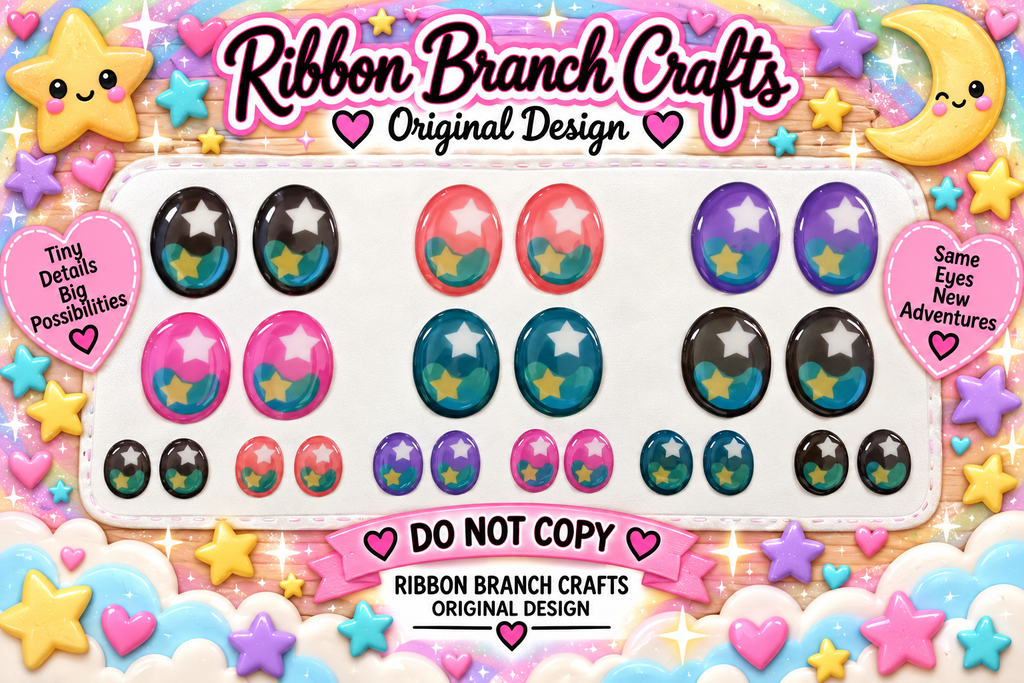 RBC #10 / ORIGINAL DESIGN / Resin eyes for clay / Ribbon Branch Crafts / air dry foam clay / porcelain clay / doll eyes / felt eyes/ kawaii
