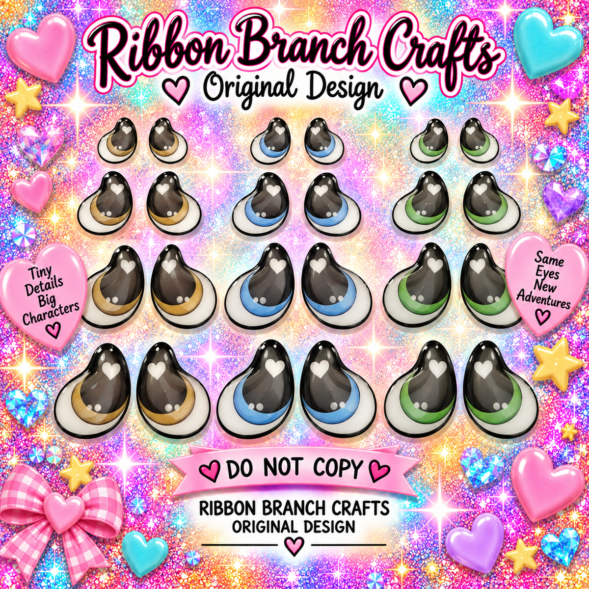 RBC#16 / ORIGINAL DESIGN / Resin eyes for clay / Ribbon Branch Crafts / air dry foam clay / porcelain clay / doll eyes