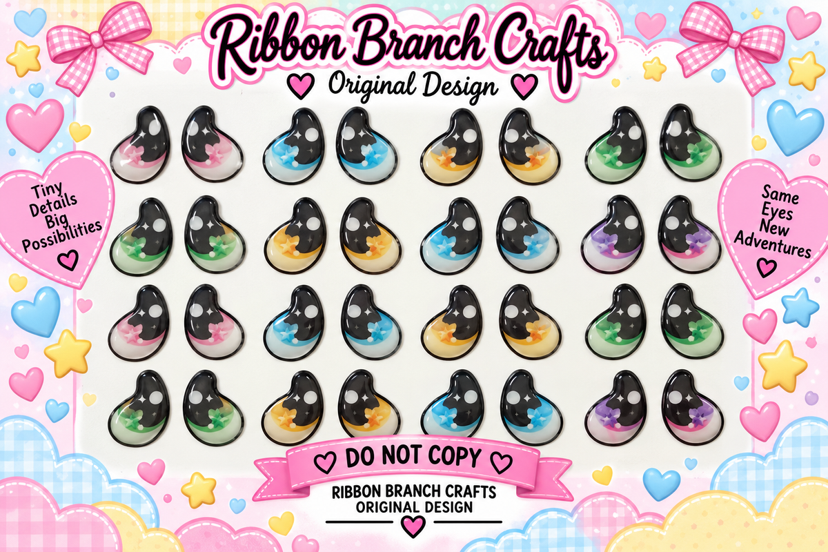 RBC#2 / ORIGINAL DESIGN / Resin eyes for clay / Ribbon Branch Crafts / air dry foam clay / porcelain clay / doll eyes / felt eyes