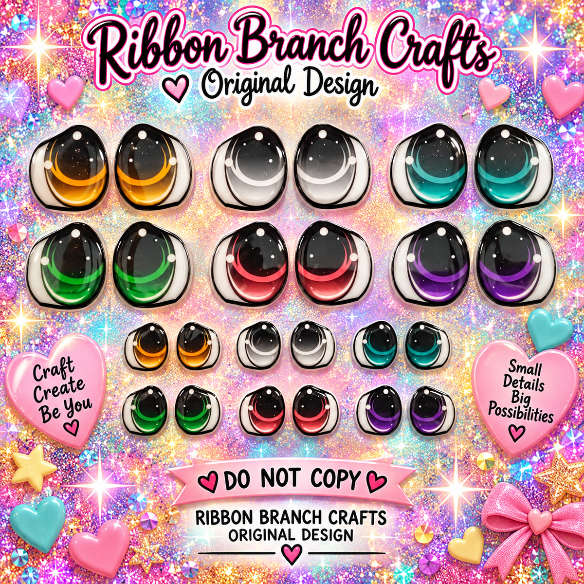 RBC #11 / ORIGINAL DESIGN / Resin eyes for clay / Ribbon Branch Crafts / air dry foam clay / porcelain clay / doll eyes / felt eyes/ kawaii