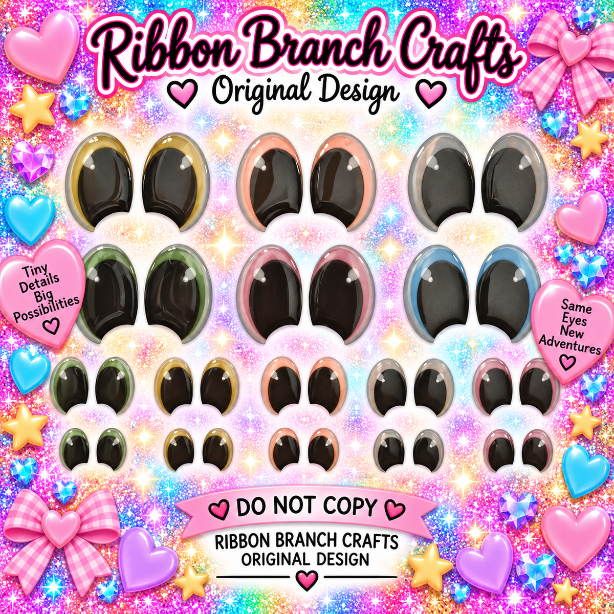 RBC#22 / ORIGINAL DESIGN / Resin eyes for clay / Ribbon Branch Crafts / air dry foam clay / porcelain clay / doll eyes /felt eyes