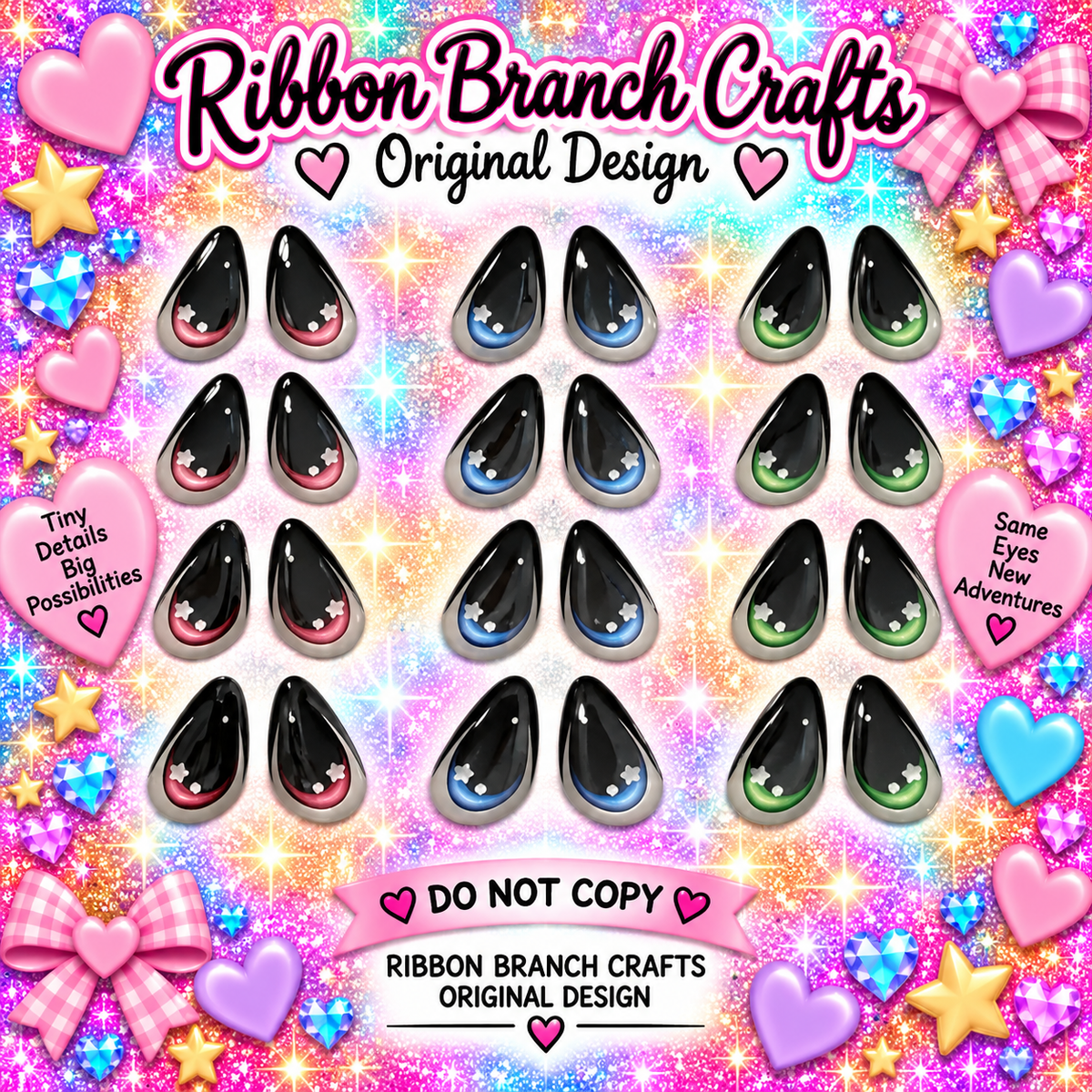 RBC#4 / ORIGINAL DESIGN / Resin eyes for clay / Ribbon Branch Crafts / air dry foam clay / porcelain clay / doll eyes