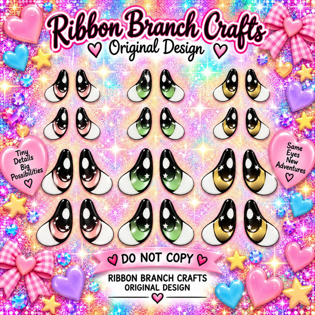 RBC#18 / ORIGINAL DESIGN / Resin eyes for clay / Ribbon Branch Crafts / air dry foam clay / porcelain clay / doll eyes