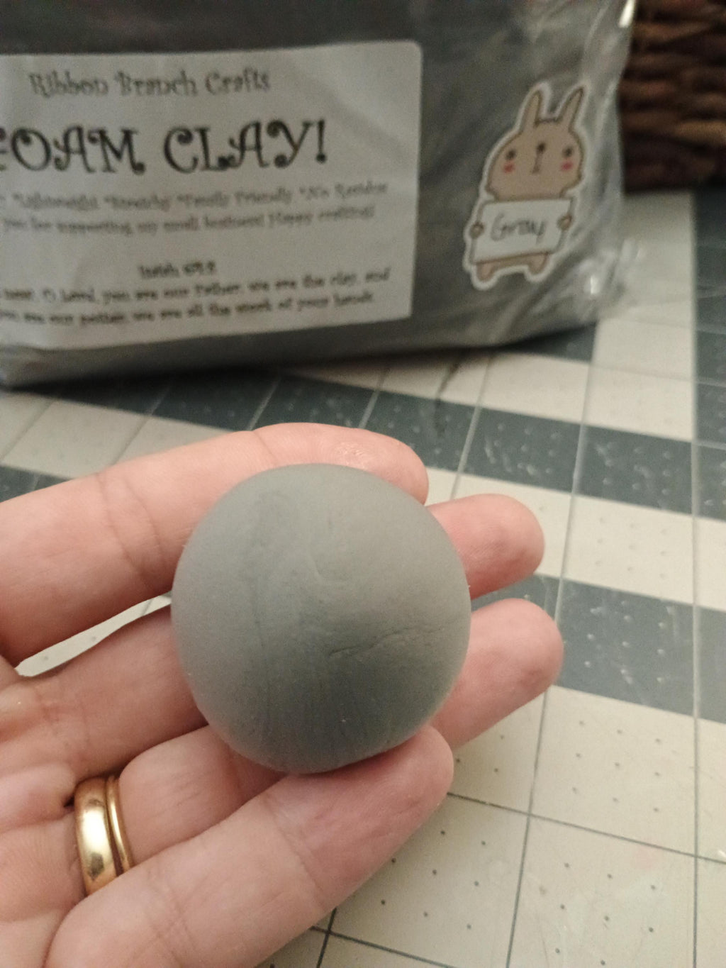 FIRM 500grams (1.1lbs) GRAY air dry foam clay / Ribbon Branch Crafts