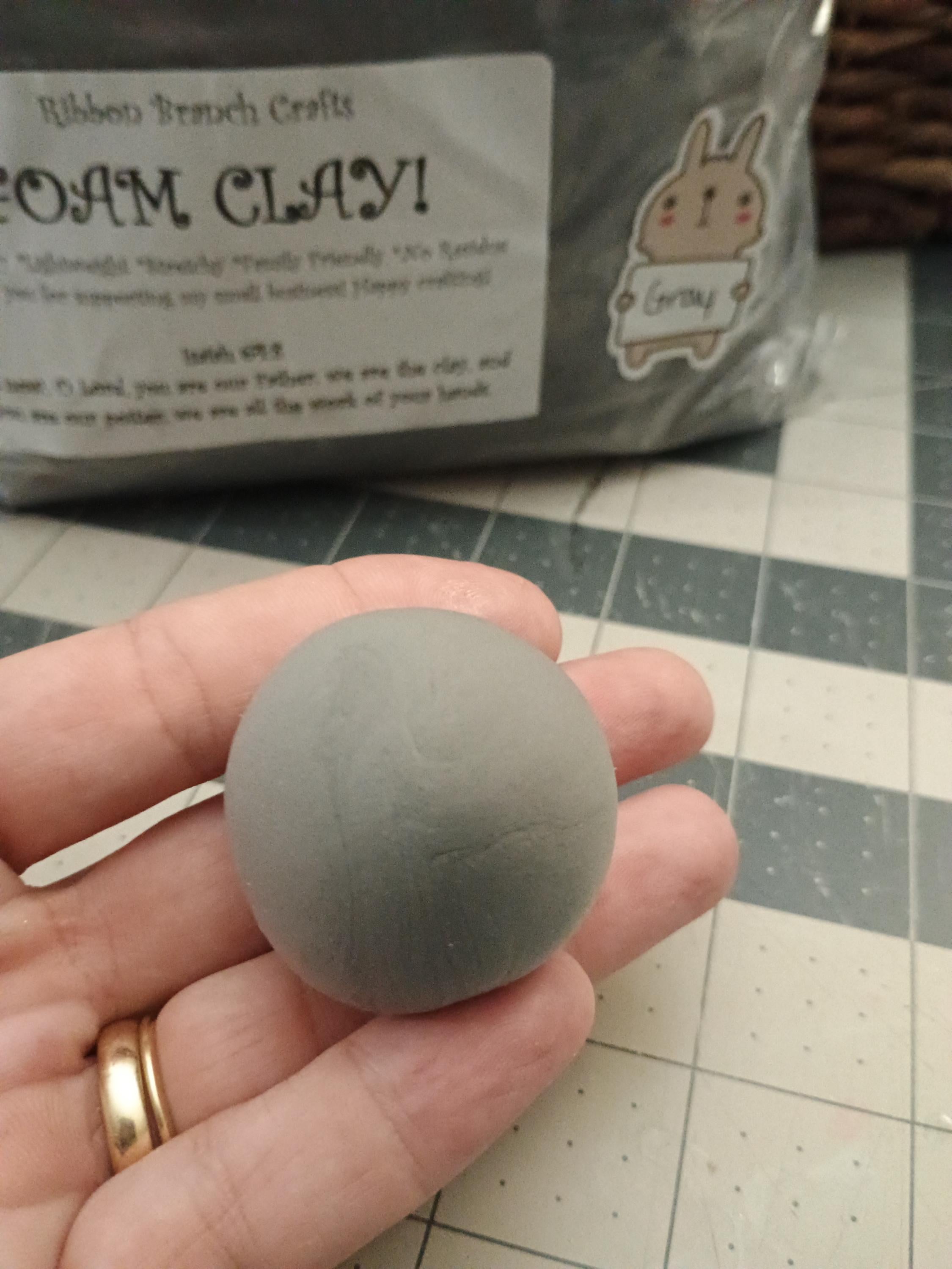 FIRM 500grams (1.1lbs) GRAY air dry foam clay / Ribbon Branch Crafts