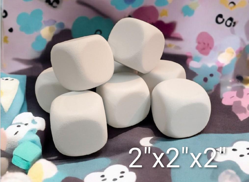 3 SIZES AVAILABLE white foam dice / dense cuttable craft foam / rounded square for crafting