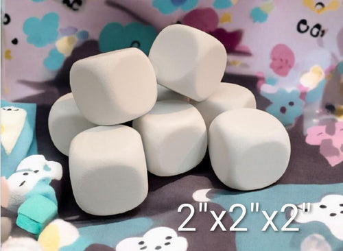 3 SIZES AVAILABLE white foam dice / dense cuttable craft foam / rounded square for crafting