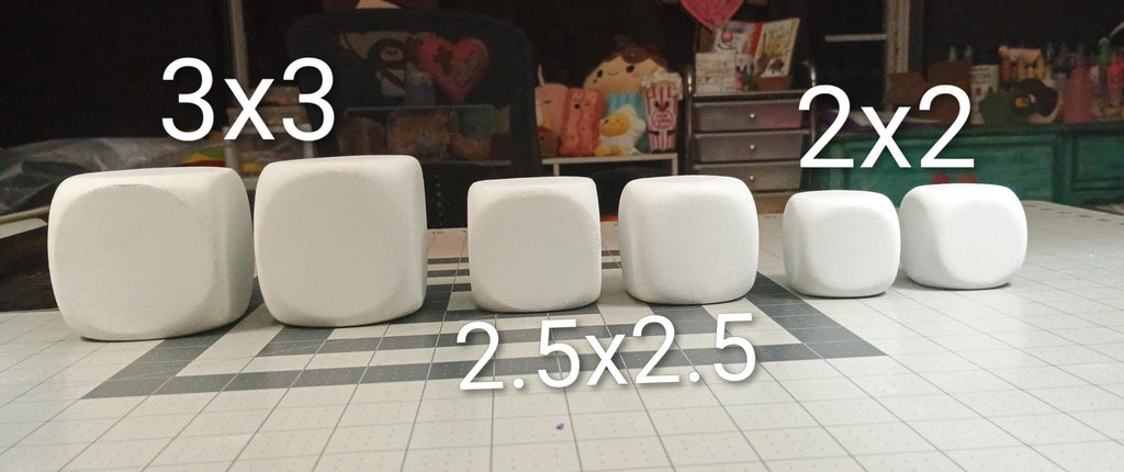 3 SIZES AVAILABLE white foam dice / dense cuttable craft foam / rounded square for crafting