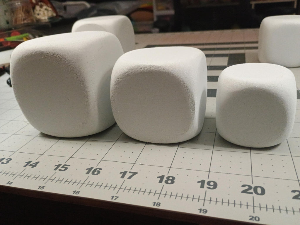 3 SIZES AVAILABLE white foam dice / dense cuttable craft foam / rounded square for crafting