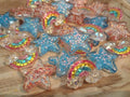 8pc star and rainbow cabachons / 4th of July charms / summer embeds