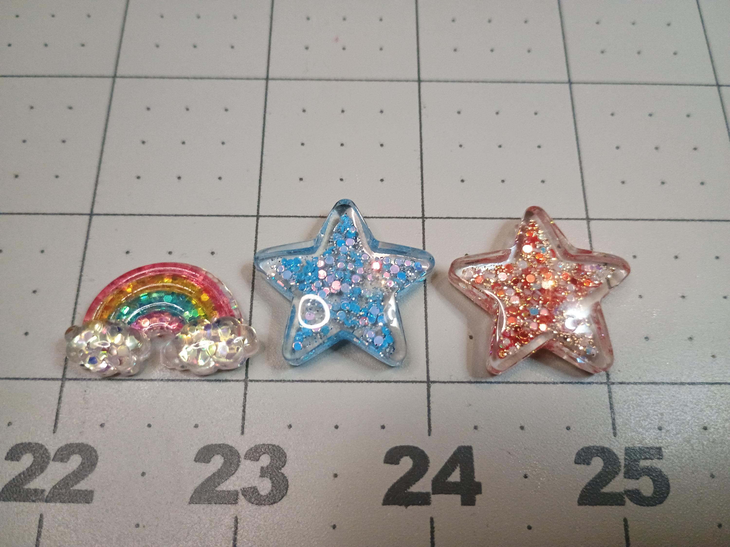 8pc star and rainbow cabachons / 4th of July charms / summer embeds
