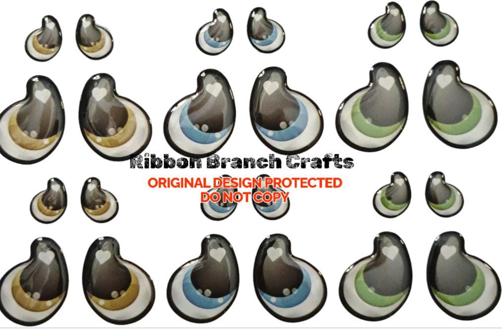 RBC#16 / ORIGINAL DESIGN / Resin eyes for clay / Ribbon Branch Crafts / air dry foam clay / porcelain clay / doll eyes