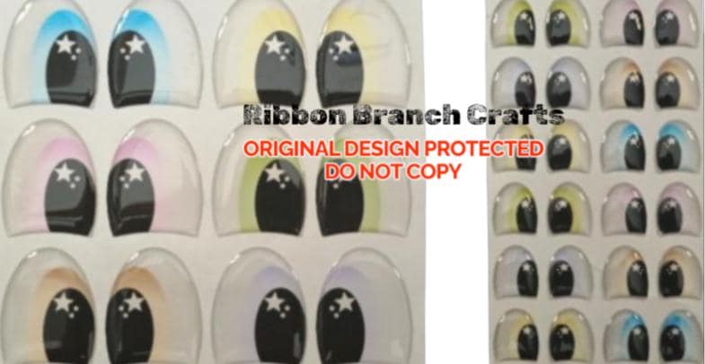 RBC#23 / ORIGINAL DESIGN / Resin eyes for clay / Ribbon Branch Crafts / air dry foam clay / porcelain clay / doll eyes /felt eyes