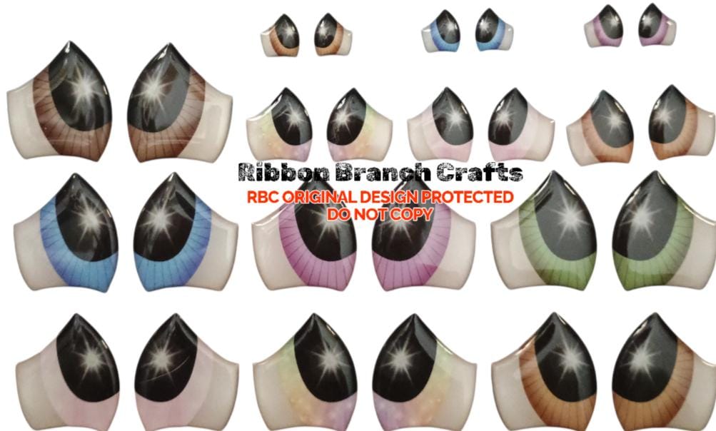 RBC#21 / ORIGINAL DESIGN / Resin eyes for clay / Ribbon Branch Crafts / air dry foam clay / porcelain clay / doll eyes /felt eyes