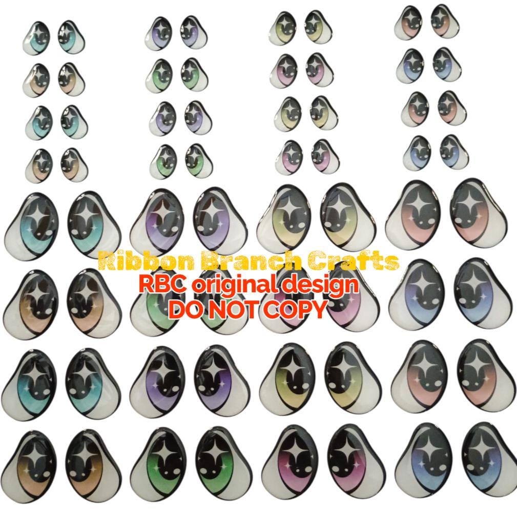 RBC#6 / ORIGINAL DESIGN / Resin eyes for clay / Ribbon Branch Crafts / air dry foam clay / porcelain clay / doll eyes