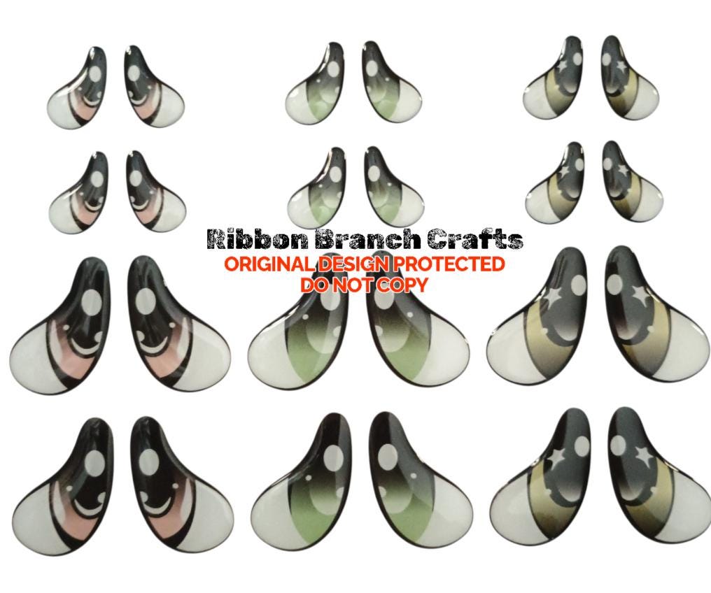 RBC#18 / ORIGINAL DESIGN / Resin eyes for clay / Ribbon Branch Crafts / air dry foam clay / porcelain clay / doll eyes