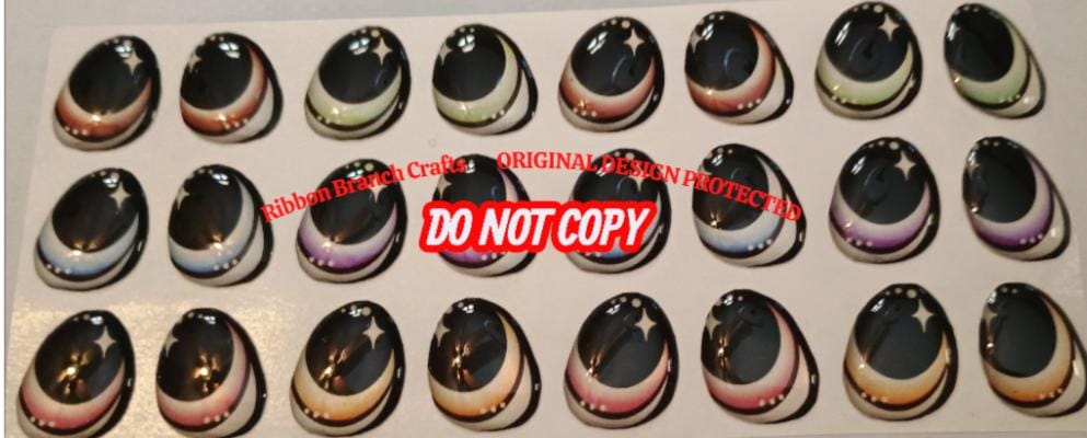 RBC#27 / ORIGINAL DESIGN / Resin eyes for clay / Ribbon Branch Crafts / air dry foam clay / porcelain clay / doll eyes / felt