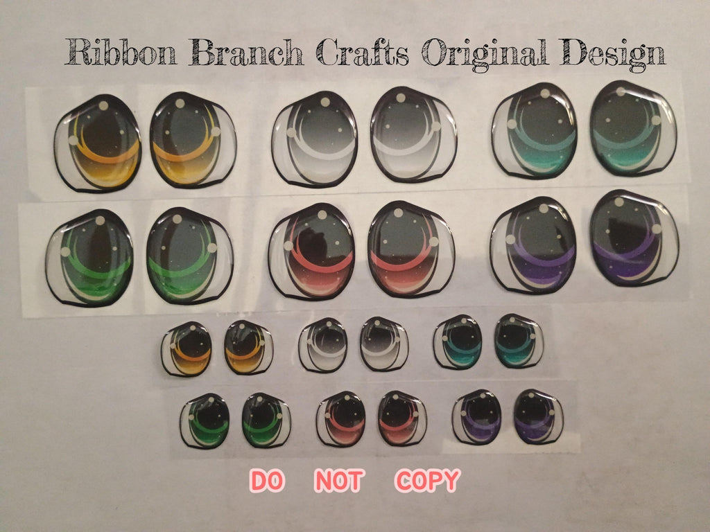 RBC #11 / ORIGINAL DESIGN / Resin eyes for clay / Ribbon Branch Crafts / air dry foam clay / porcelain clay / doll eyes / felt eyes/ kawaii
