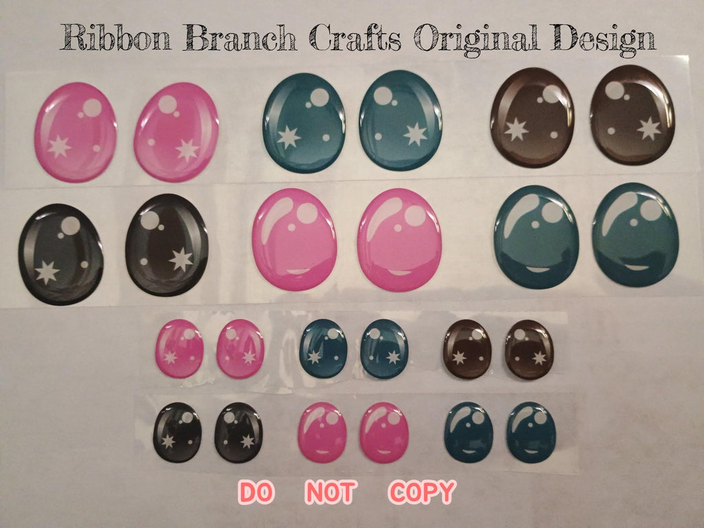 RBC #12 / ORIGINAL DESIGN / Resin eyes for clay / Ribbon Branch Crafts / air dry foam clay / porcelain clay / doll eyes / felt eyes/ kawaii