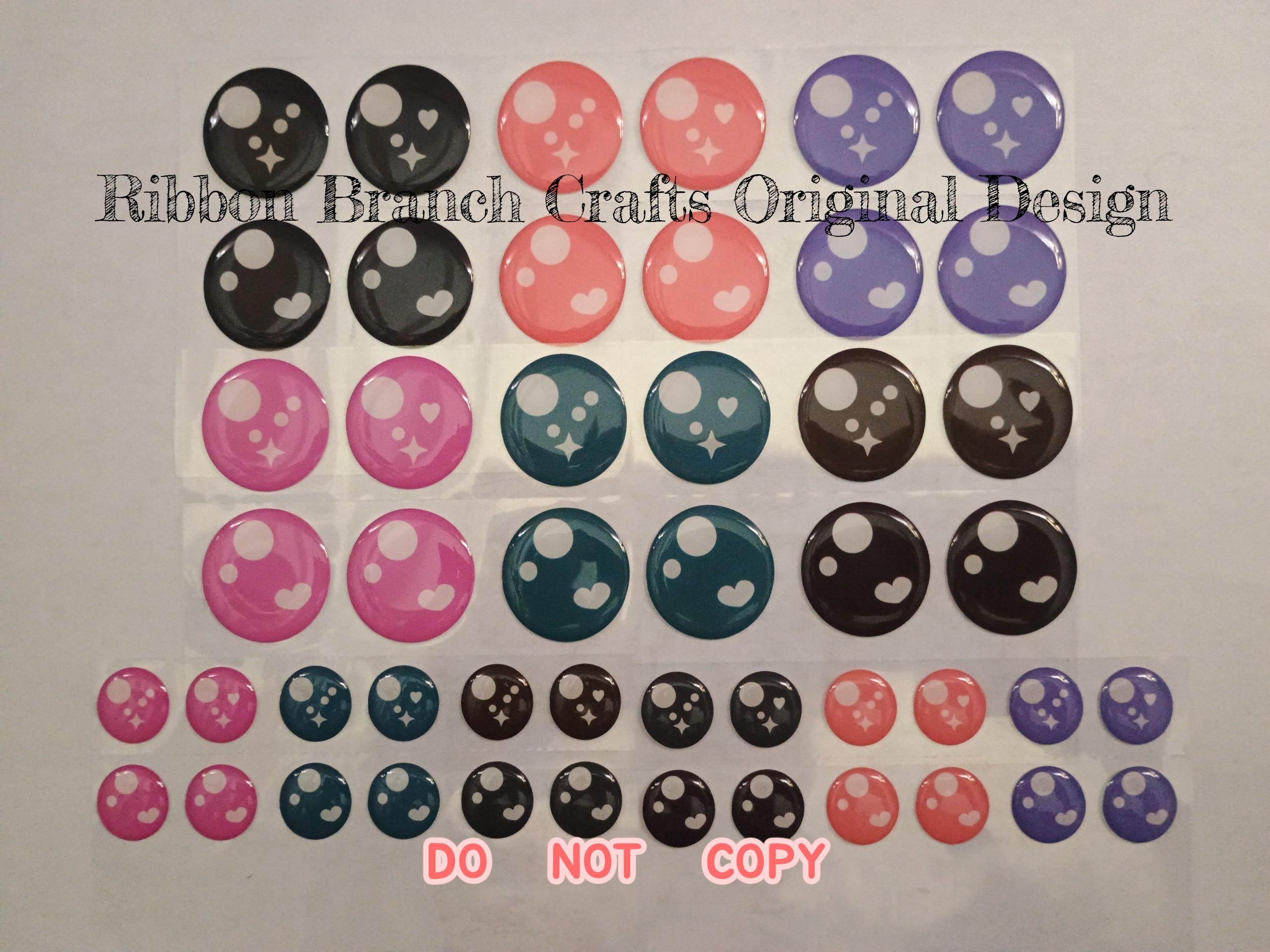 RBC #30 / ORIGINAL DESIGN / Resin eyes for clay / Ribbon Branch Crafts / air dry foam clay / porcelain clay / doll eyes / felt eyes/ kawaii