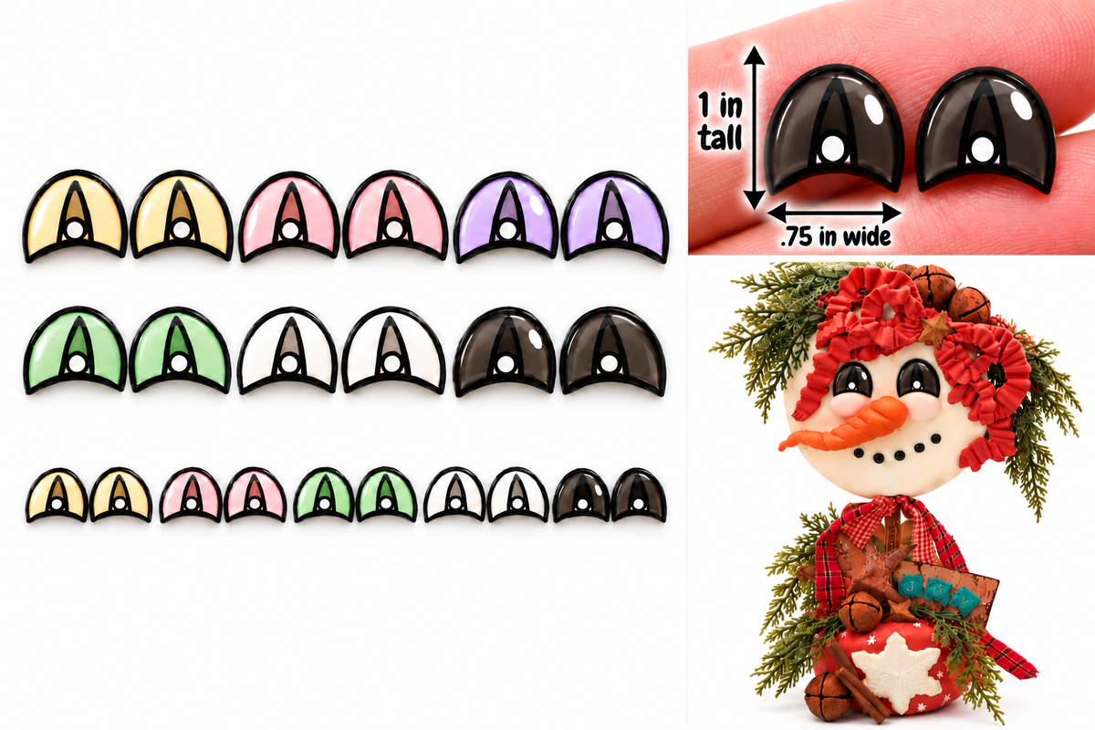 RBC#9 / ORIGINAL DESIGN / Resin eyes for clay / Ribbon Branch Crafts / air dry foam clay / porcelain clay / doll eyes