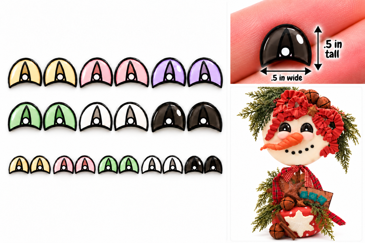 RBC#9 / ORIGINAL DESIGN / Resin eyes for clay / Ribbon Branch Crafts / air dry foam clay / porcelain clay / doll eyes