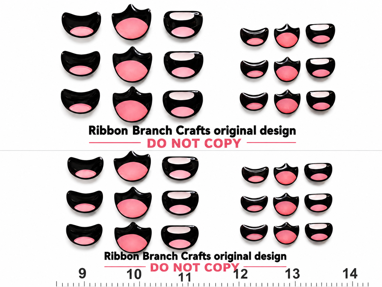 RBC MOUTH #1 / ORIGINAL DESIGN / Resin mouth for clay / Ribbon Branch Crafts / air dry foam clay / porcelain clay / doll mouth / felt mouth
